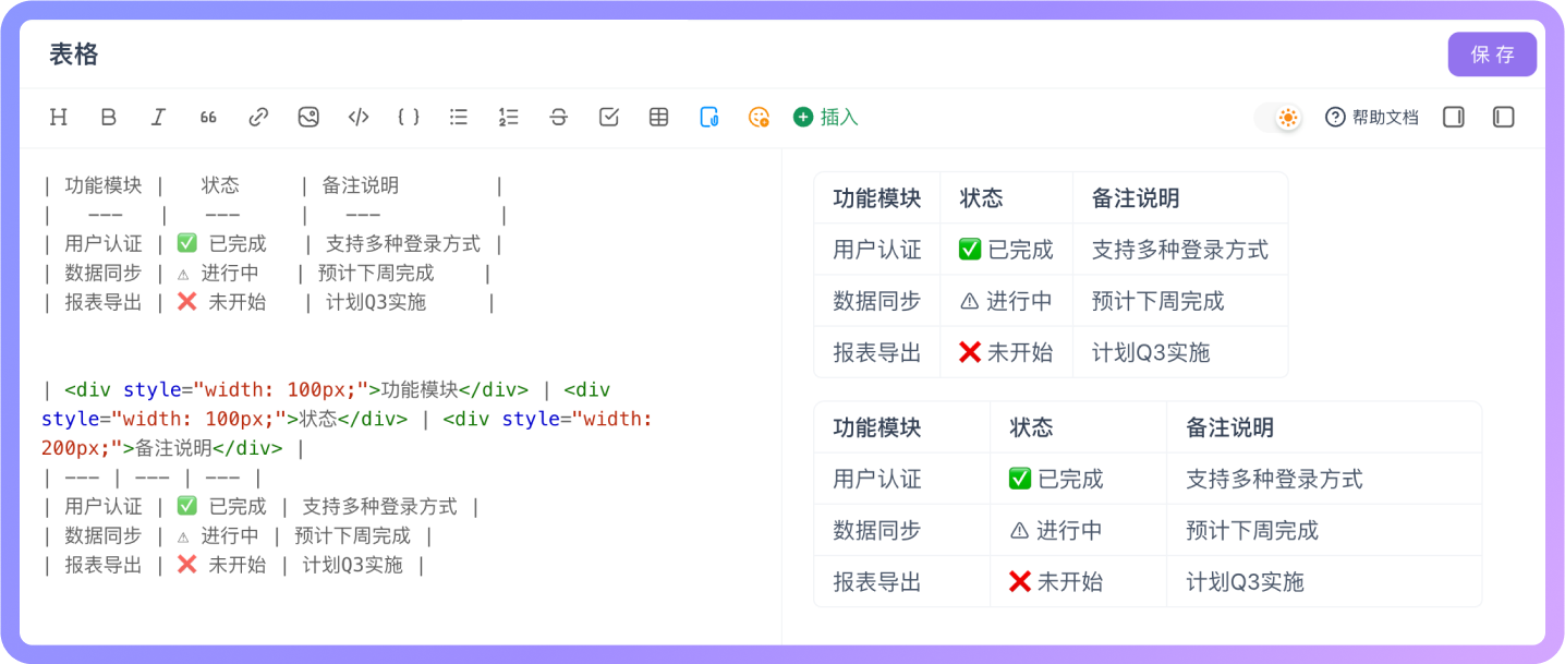 用表格清晰展示结构信息