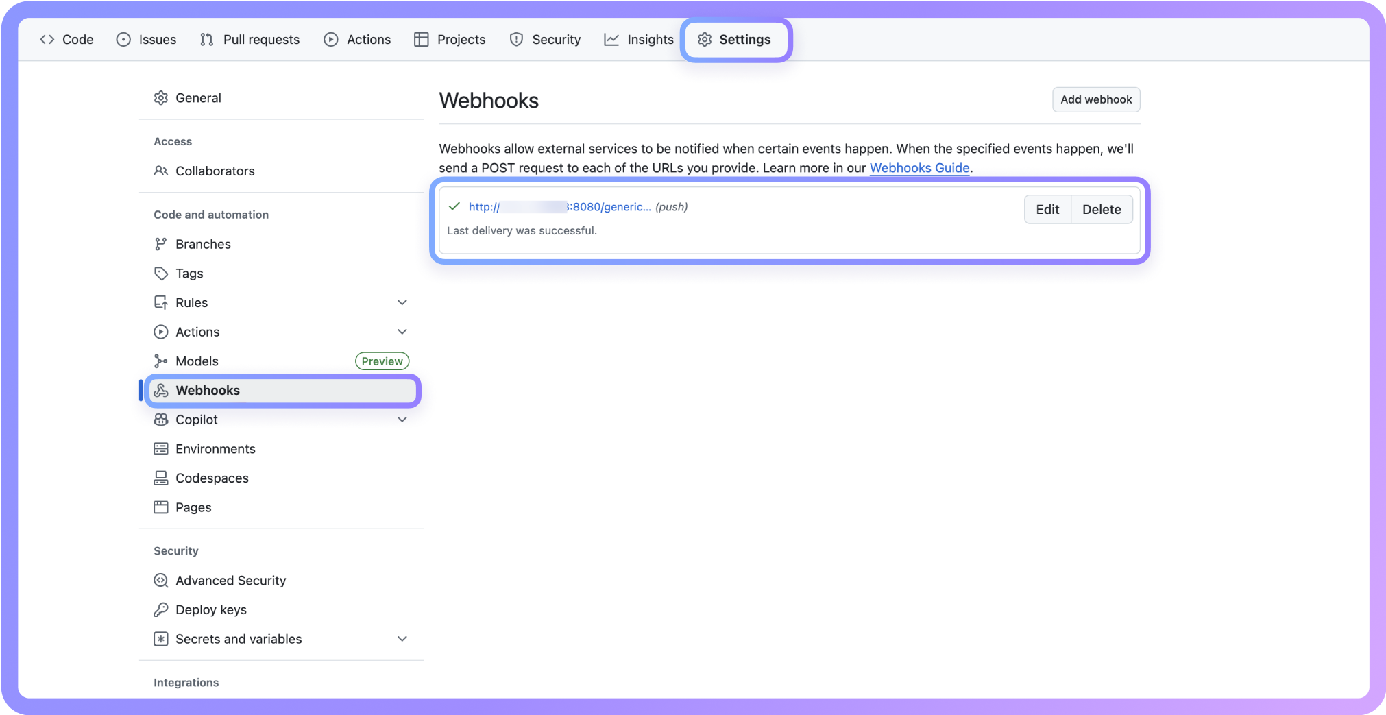 GitHub 会通过 Webhook URL 向 Jenkins 发送通知